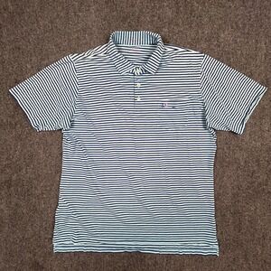 B. Draddy Polo Shirt Mens L Blue Striped Pocket Golf Preppy Luxury Casual